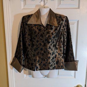 JS Collections Womens Bronze & Black Beaded Evening Cocktail Jacket - size 6